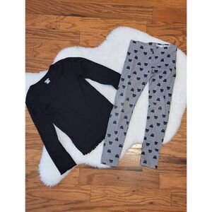 Garanimals grey cat leggings outfit with black tee